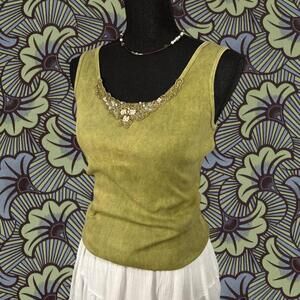 ❤️Apt.9 Embroidered and Beaded Green Tanktop❤️